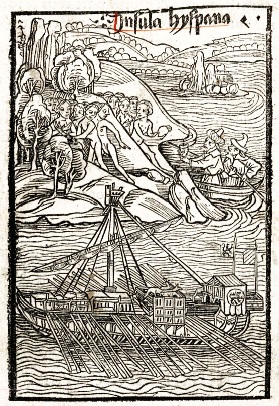 Woodcut illustration from the 1493 Basel printing of Columbus's letter